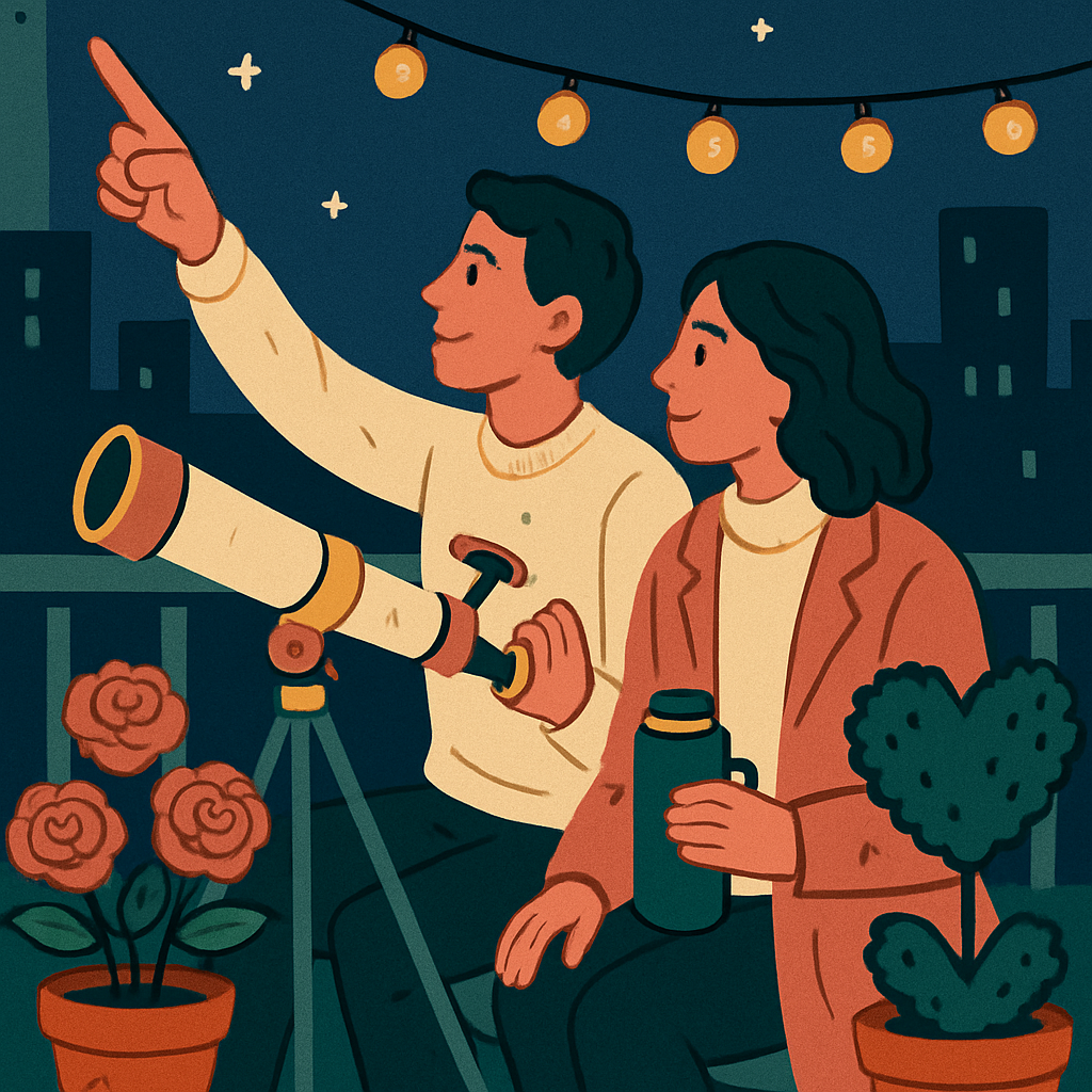 Valentines Day Rooftop Garden Telescope Date Paint by numbers kits
