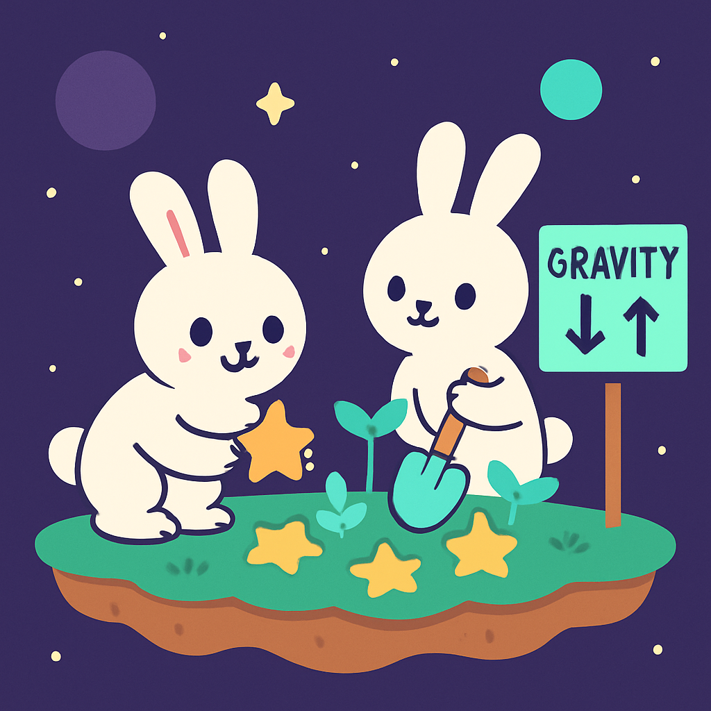 Gravity Garden Moon Rabbits Number painting