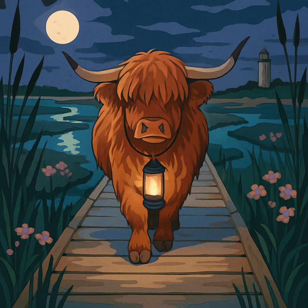 Lanternlit Salt Marsh Cow Driftwalk paint by number