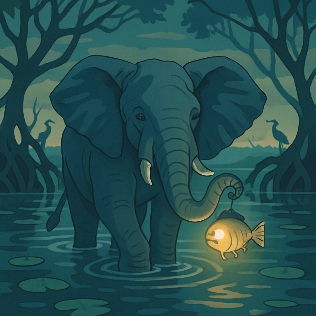 Mangrove Twilight Elephant Crossing paint by color