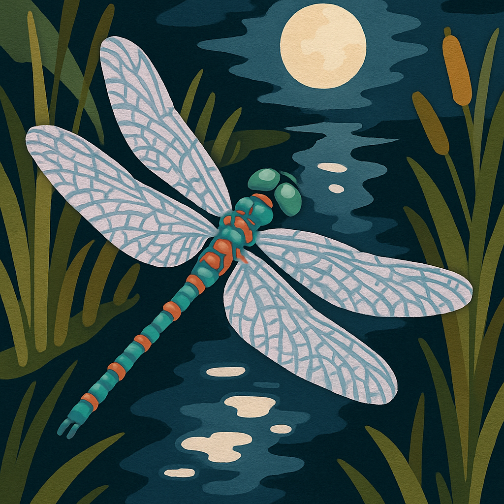 Moonlit Marsh Dragonfly Drift paint by numbers