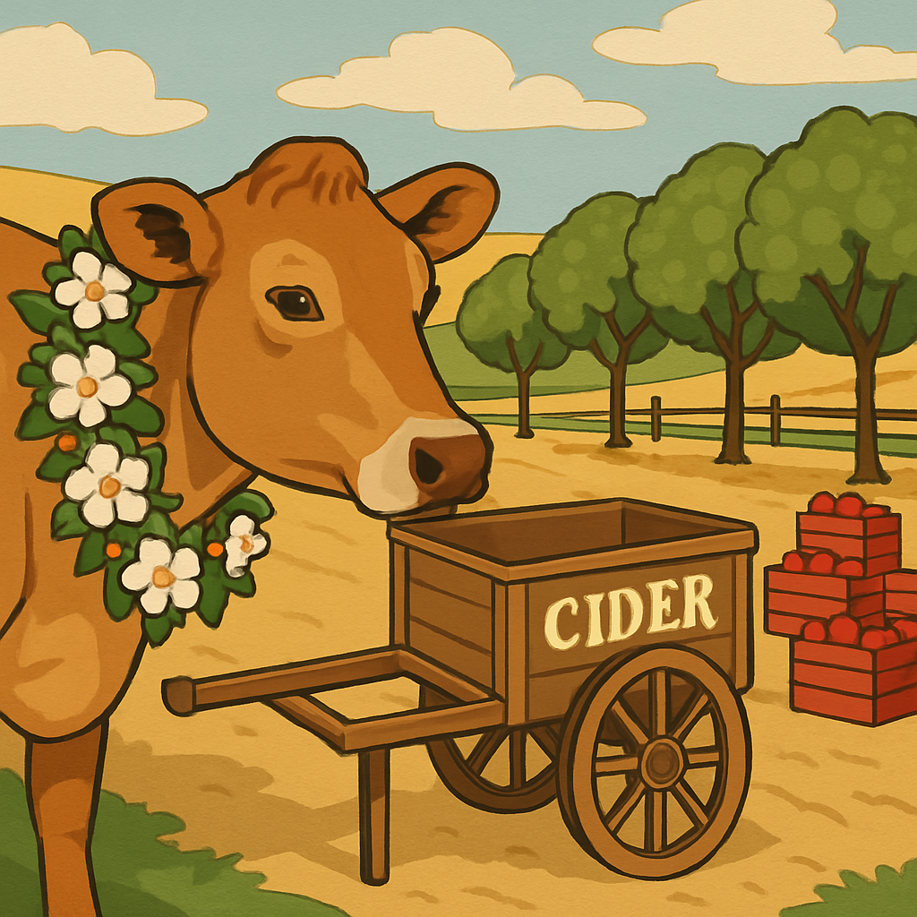 Patchwork Orchard With Cow And Cider Cart Painting by numbers kit