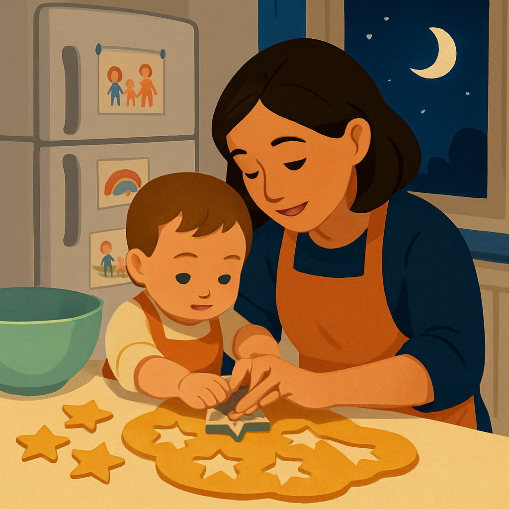 Starlit Kitchen Lesson With Mother paint by numbers