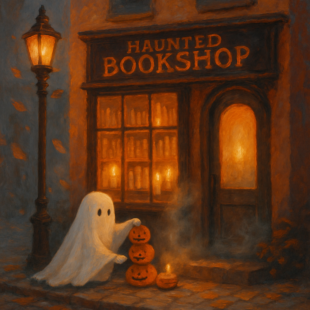 The Cozy Haunted Bookshop On Candlelit Corner Numbered painting kits