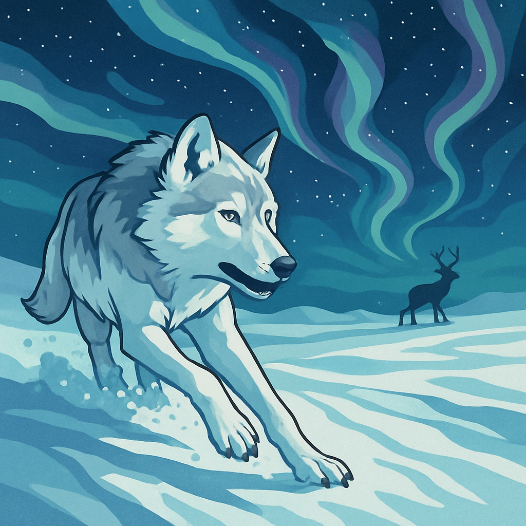 Tundra Star Map Wolf Chase paint by color