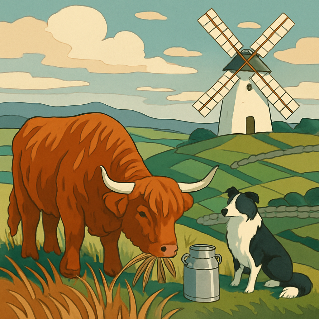 Windmill Ridge With Grazing Cow Number painting