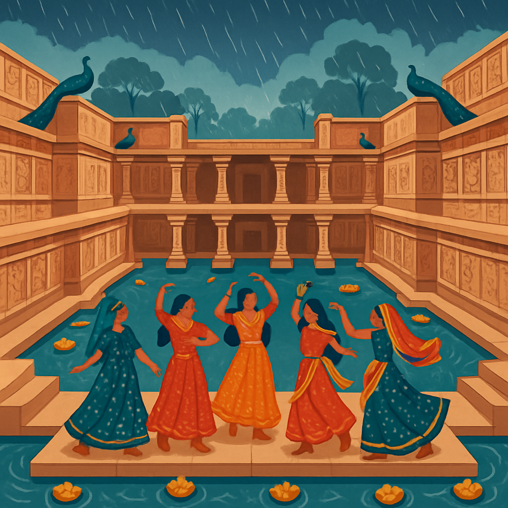 Monsoon Stepwell Dreams In India Painting by numbers kit