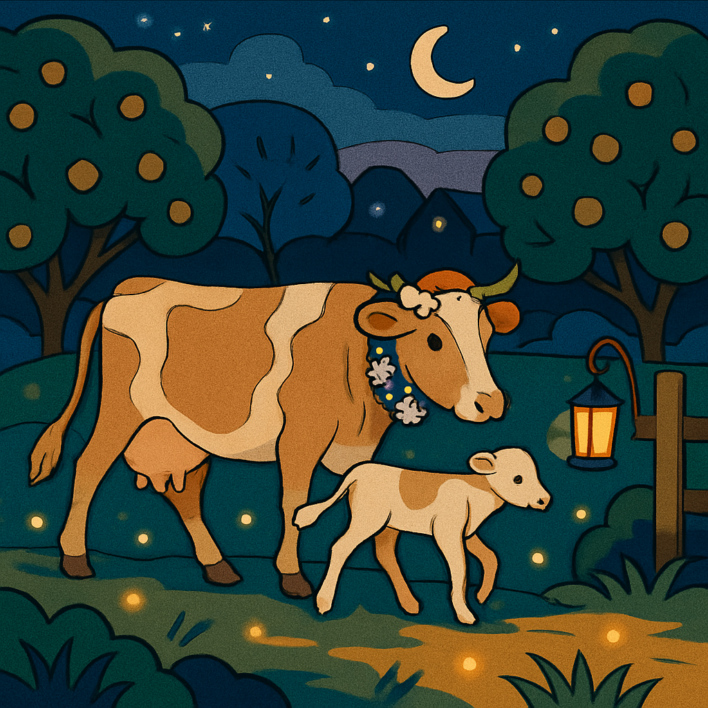 Cow Moonlit Orchard Parade Paint by numbers art