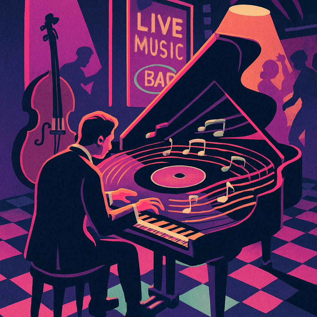 Neon Vinyl Dreams With Jazz Number painting