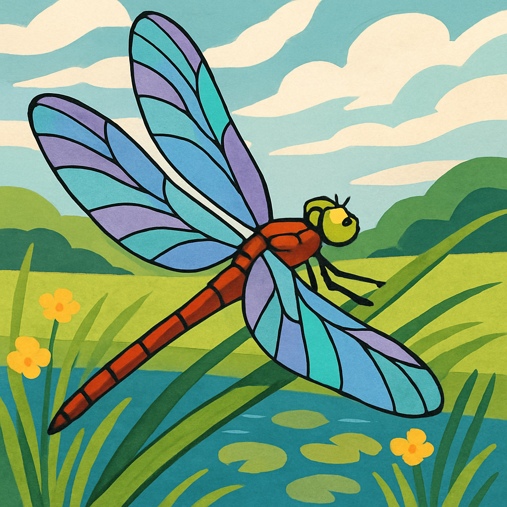 Windborne Meadow With Dragonfly Gleam painting number kit