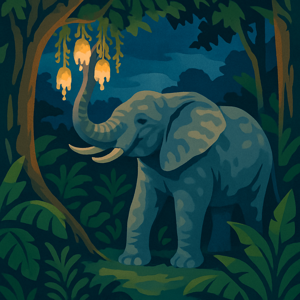 Lanternlit Canopy With Elephant Calm Painting by numbers kit