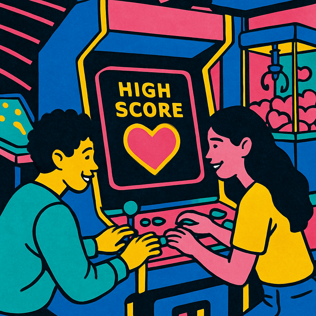 Neon Valentines Day Arcade High Score paint by number