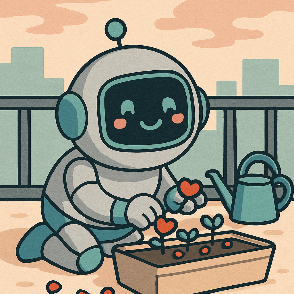 Valentines Day Robot Planting Heart Seeds Number painting