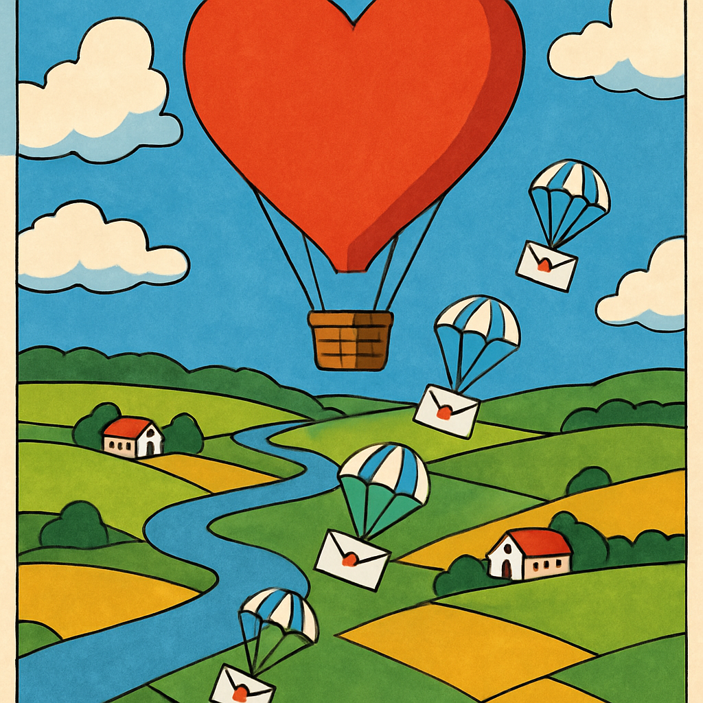 Valentines Day Hot Air Balloon Mail Drop painting number kit