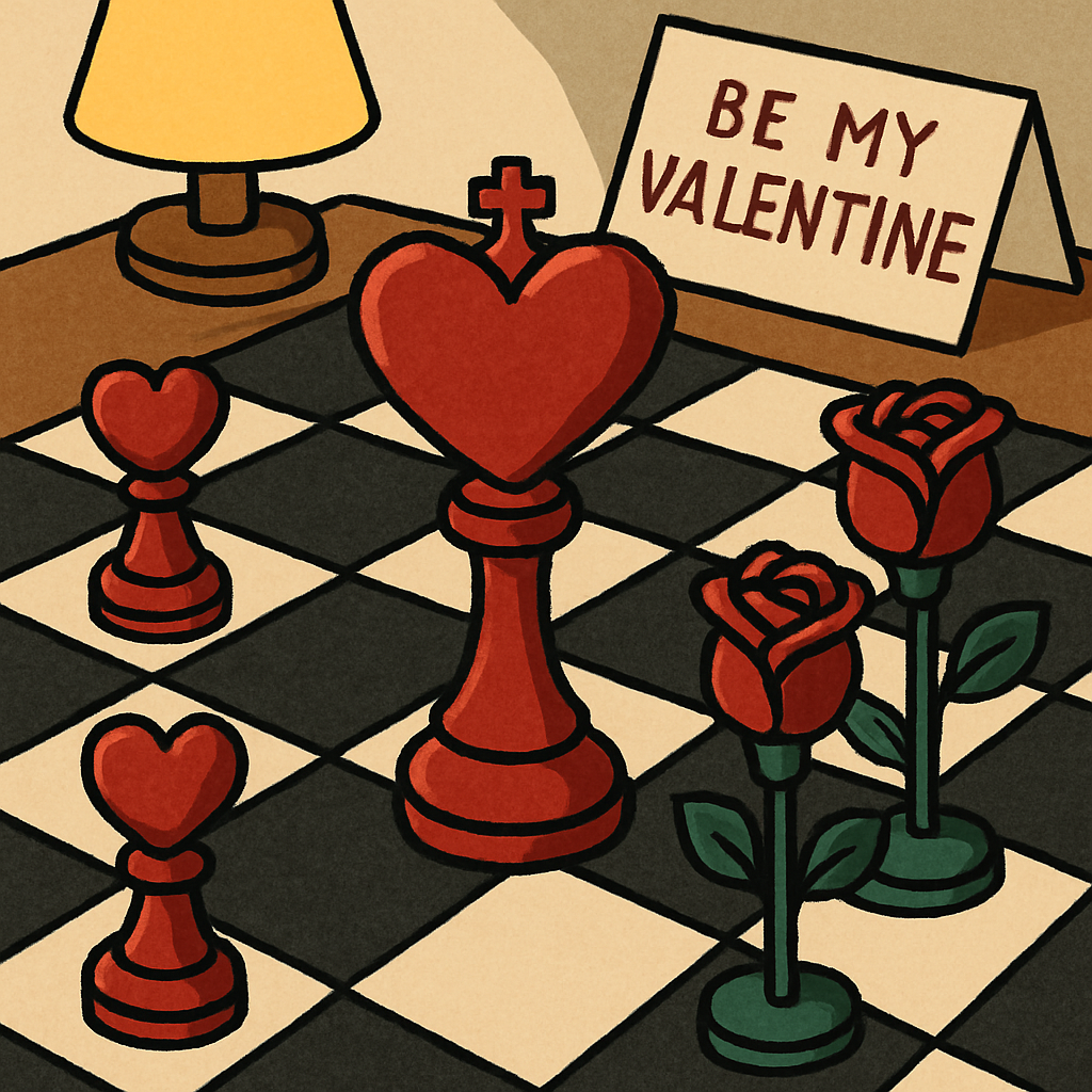 Valentines Day Chessboard Heart Checkmate Number painting