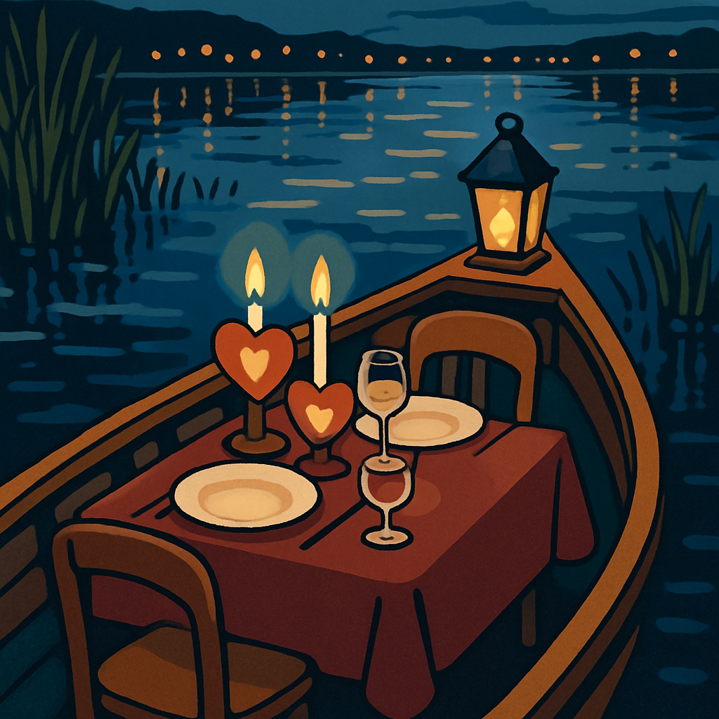 Valentines Day Riverboat Candle Dinner DIY paint by numbers