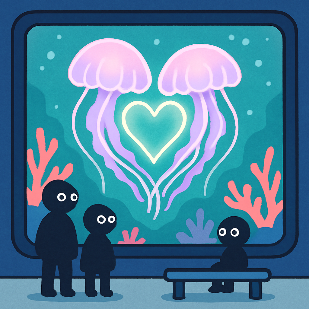 Valentines Day Aquarium Heart Jellyfish DIY paint by numbers