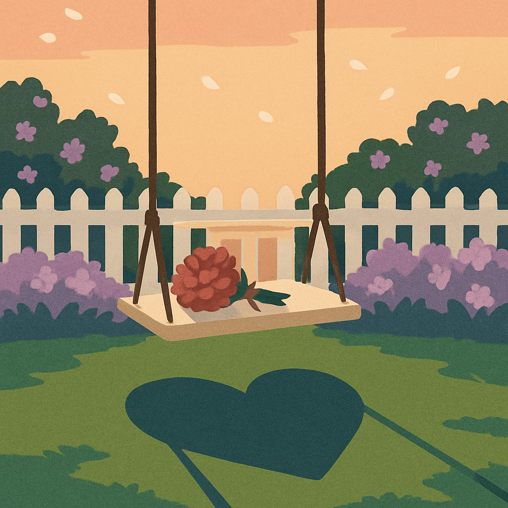 Valentines Day Garden Swing Heart Shadow painting number kit