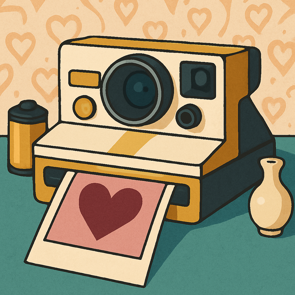 Valentines Day Vintage Camera Heart Flash paint by number