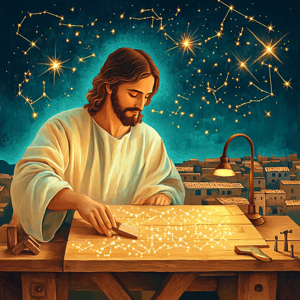 Jesus Starlit Carpenter Workshop DIY paint by numbers