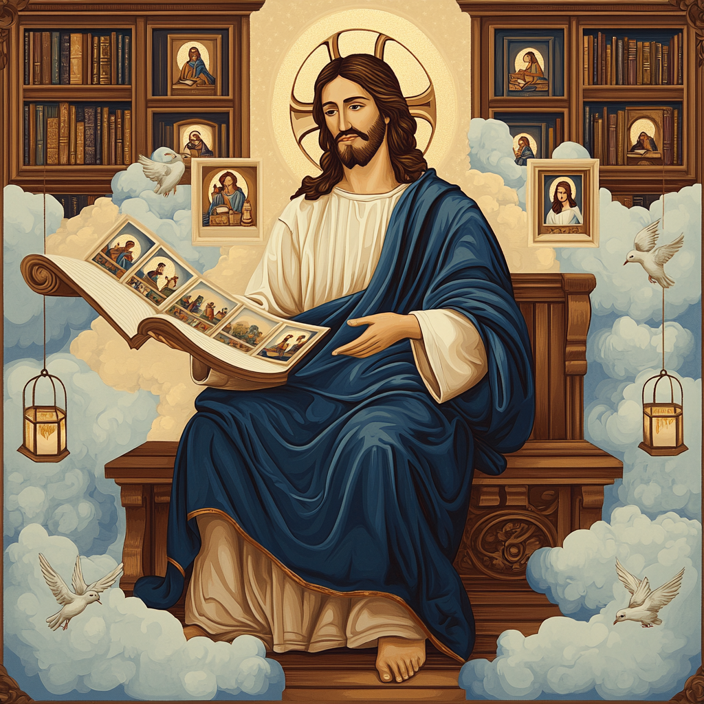 Jesus With Parables In A Floating Library DIY paint by numbers
