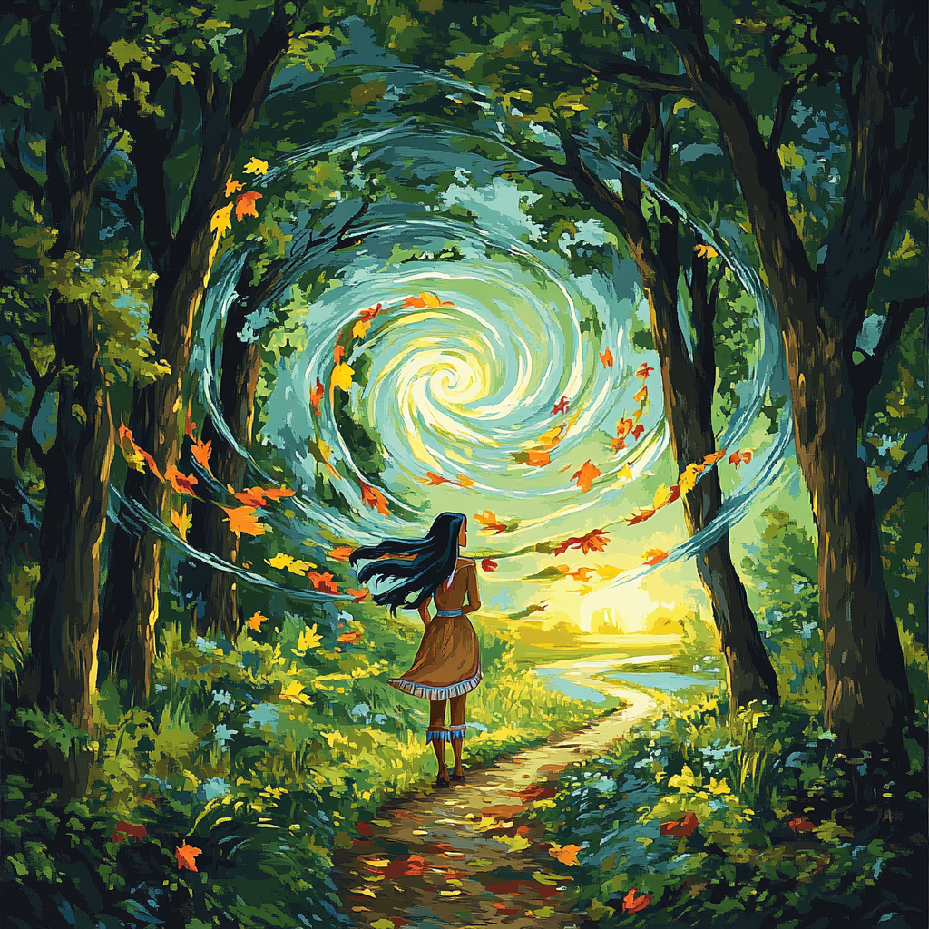 Pocahontas Wind Spiral Forest Trail paint by color