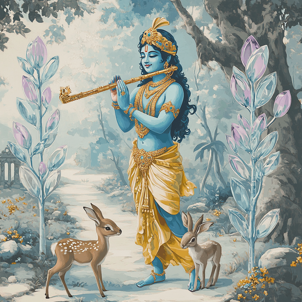 Krishna In The Crystal Forest Of Vrindavan paint by number