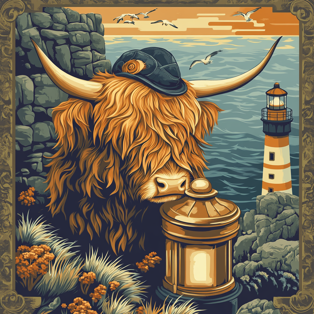 Highland Cow Lighthouse Keeper painting number kit