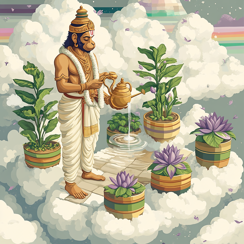 Hanuman Cloud Garden Watering Ritual paint by number