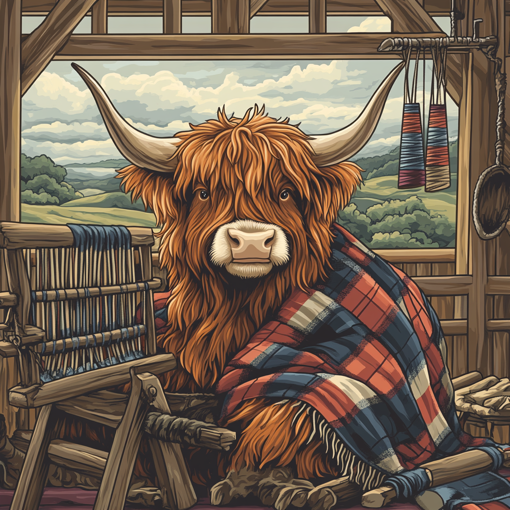 Tartan Weaver Highland Cow Workshop DIY paint by numbers