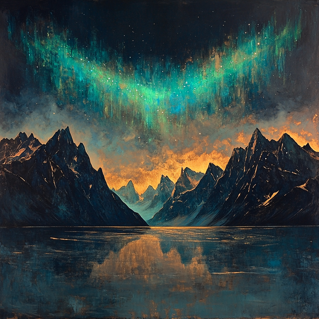 Frederick Varley Inspired Aurora Crown Over Silent Fjord painting number kit