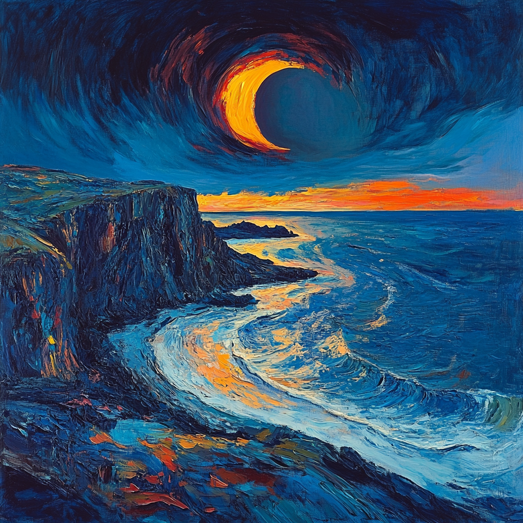 Edvard Munch Inspired Fjord Eclipse Over Trembling Cliffs DIY paint by numbers
