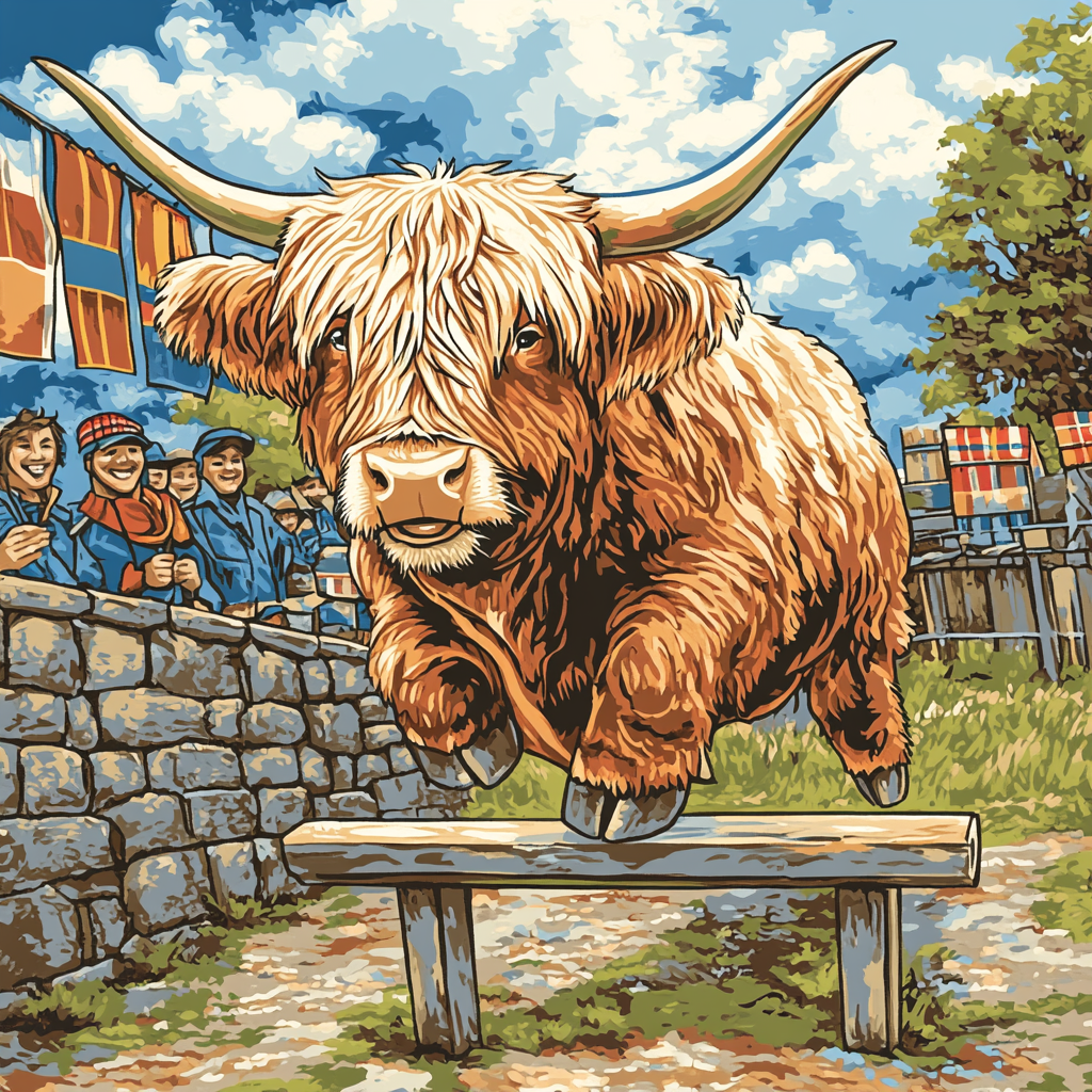 Highland Cow Highland Games Weight Toss Paint by numbers kits