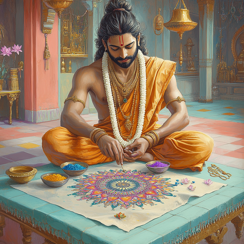 Brahma Mandala Workshop In Coral Light paint by numbers