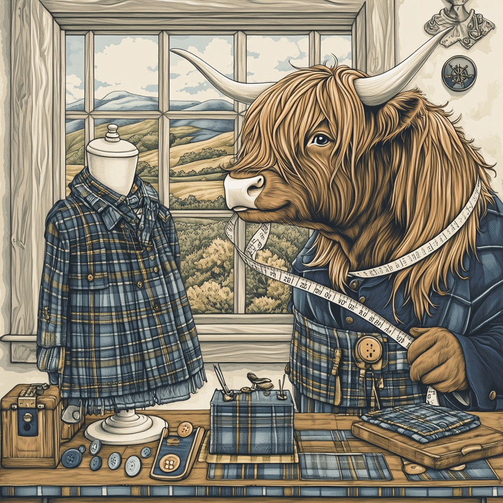 Highland Cow Kilt Tailor Measuring Day DIY paint by numbers
