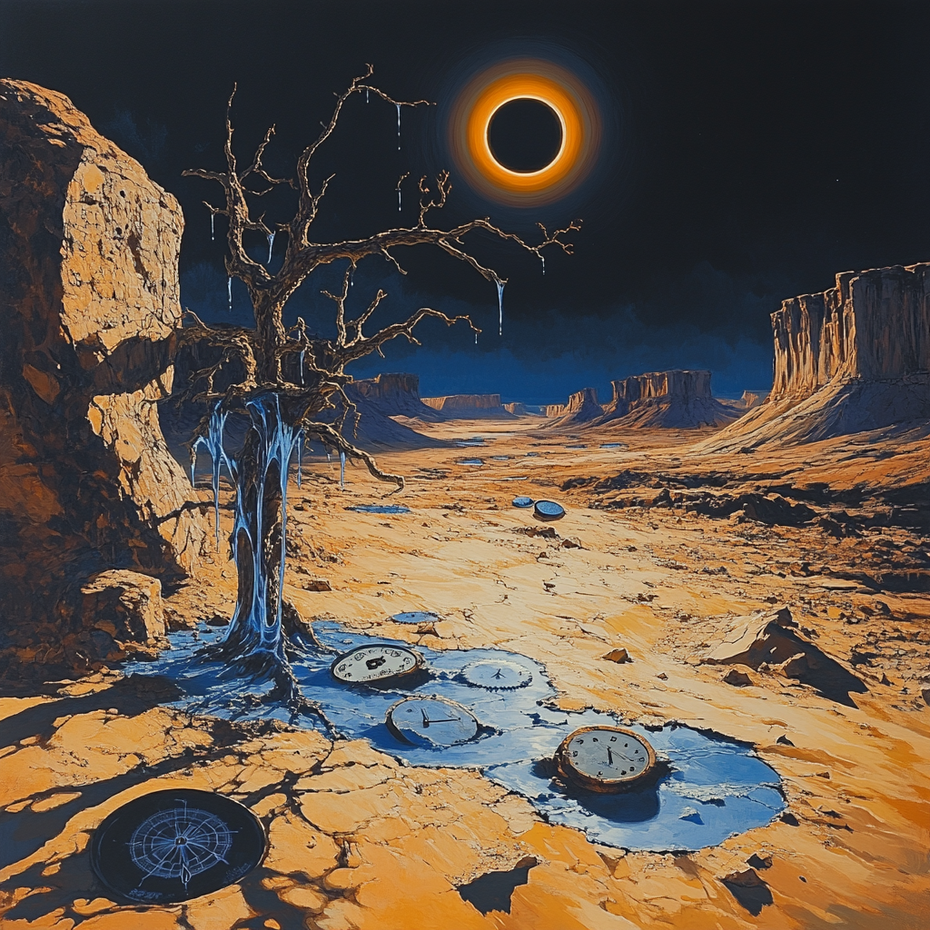 Salvador Dali Inspired Desert Eclipse Clockscape paint by number