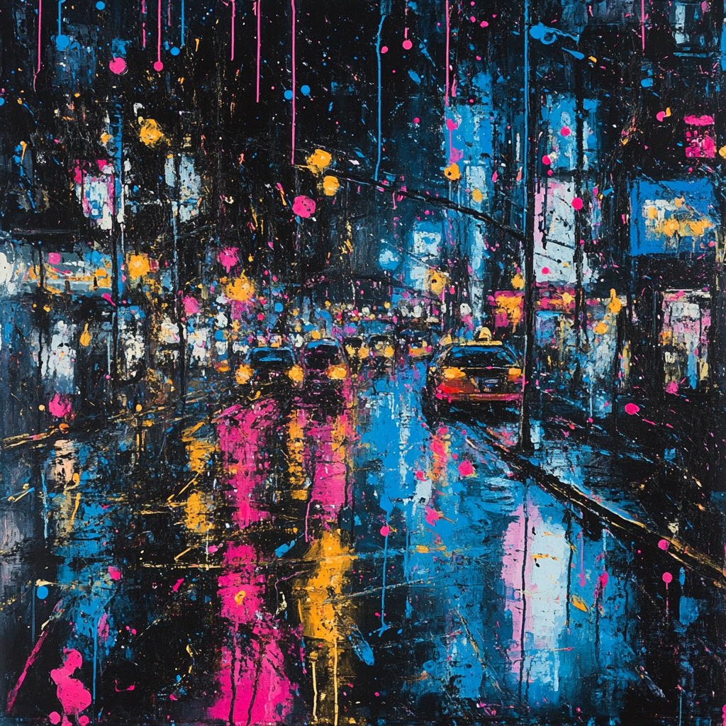 Jackson Pollock Inspired Citylights After Rain Paint by numbers kits