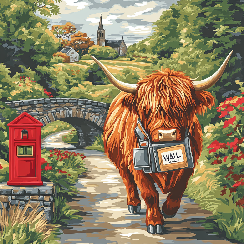 Highland Cow Postal Route painting number kit