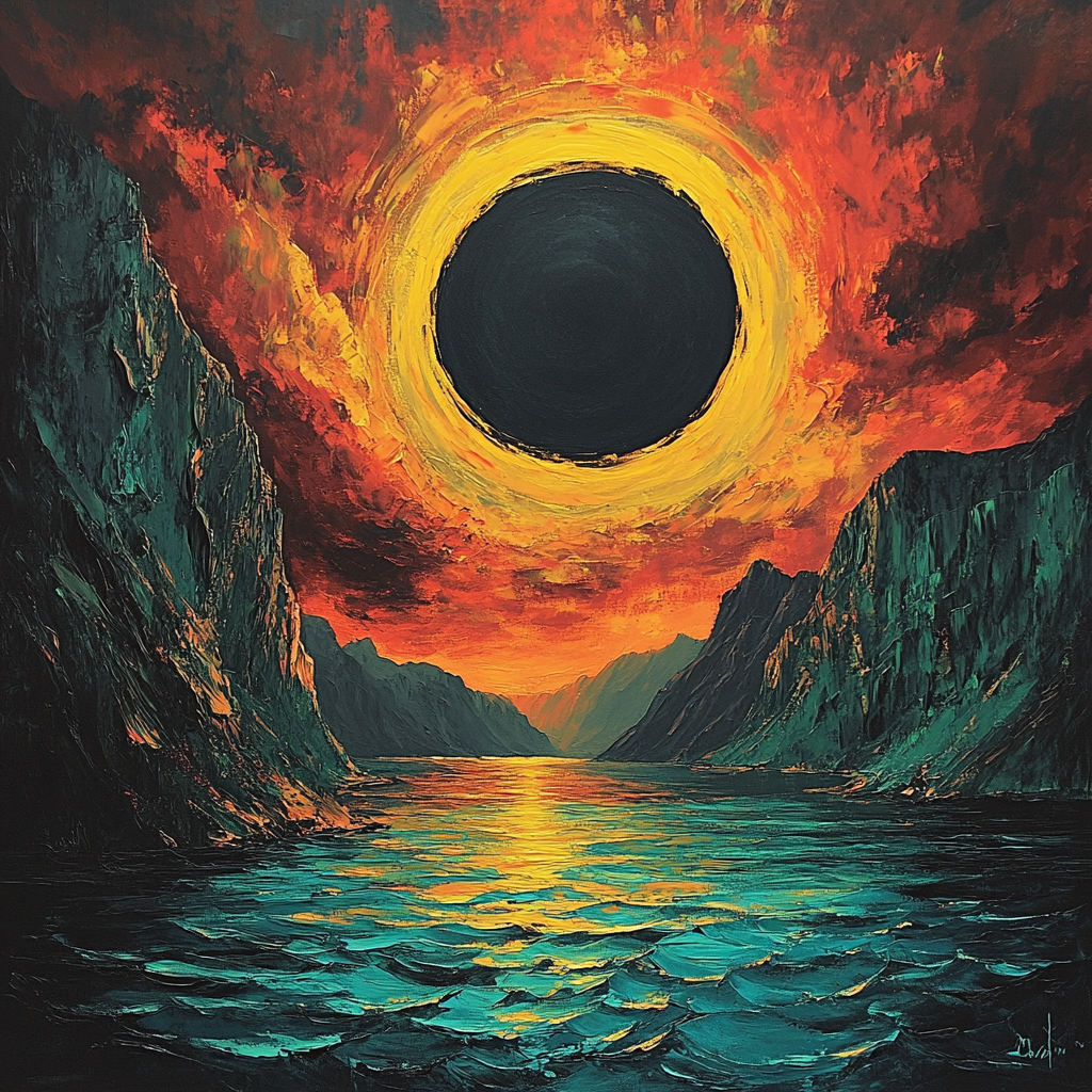 Edvard Munch Inspired Eclipse Over A Trembling Fjord paint by number