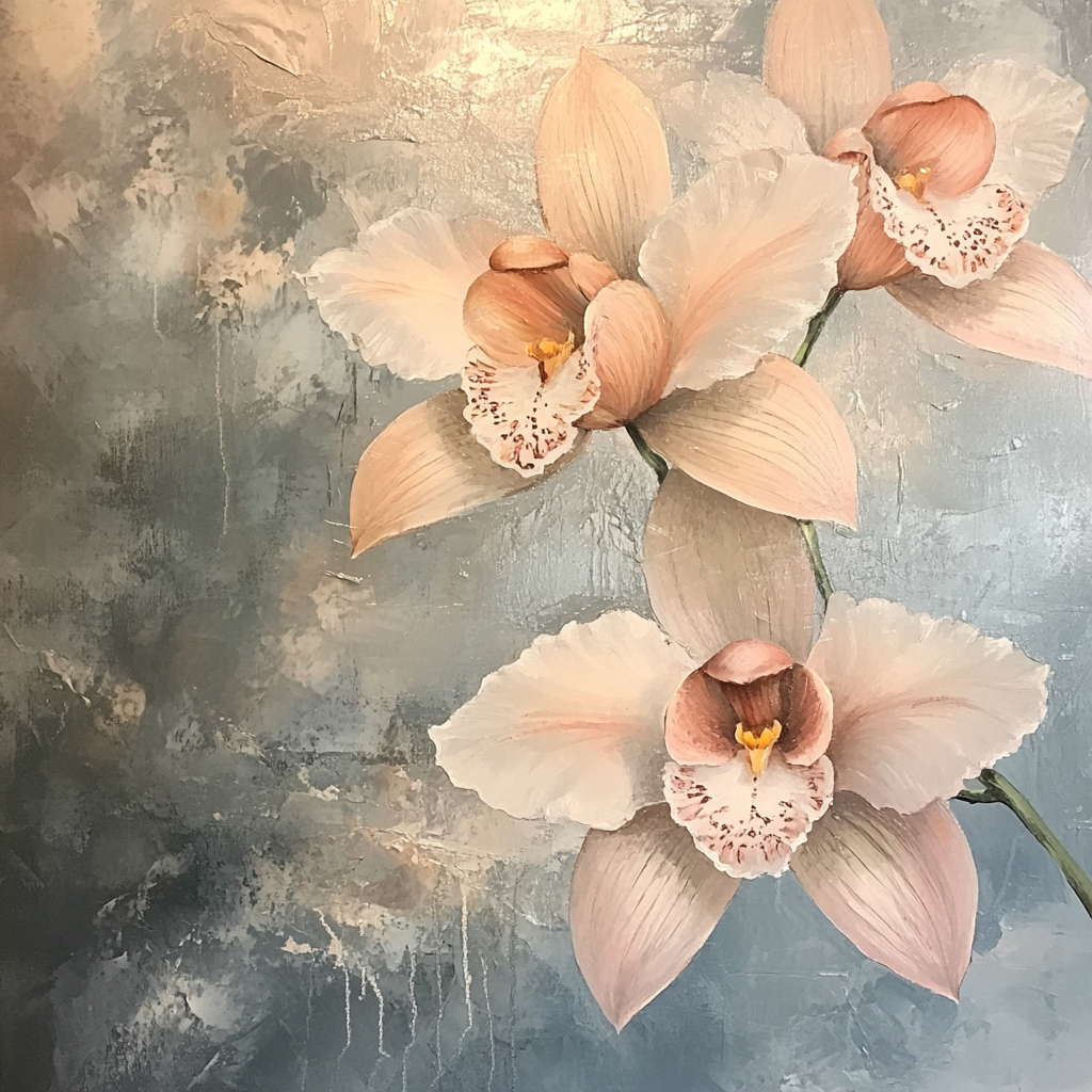 Edgar Degas Inspired Orchids In Rainstorm Light paint by color