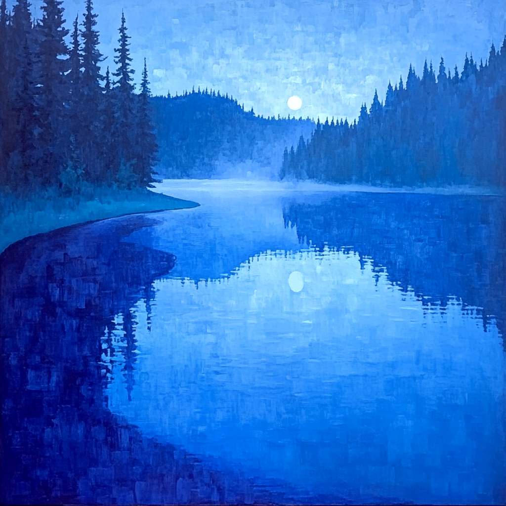 Claude Monet Inspired Alpine Lake Blue Hour Veil Paint by numbers kits