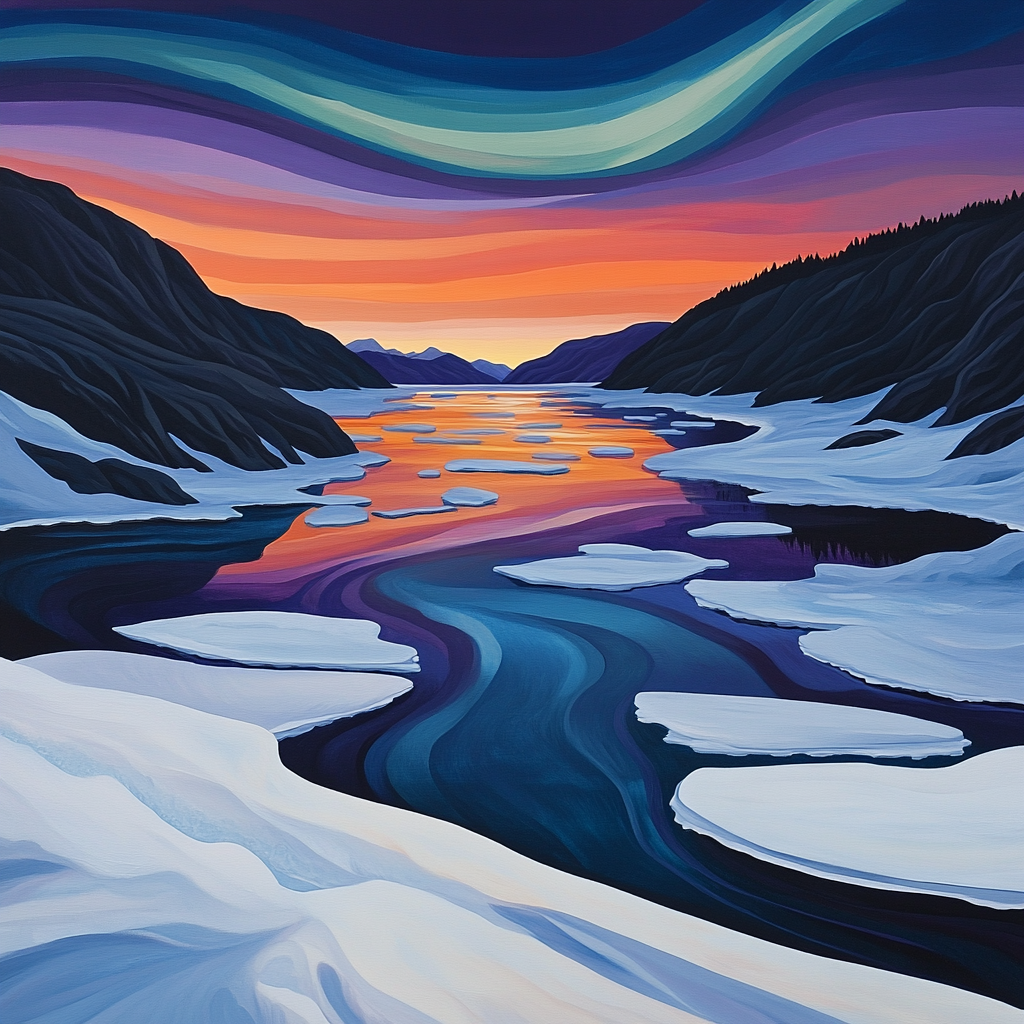 Frederick Varley Inspired Auroral Thaw Over Silent Fjord Paint by numbers kits