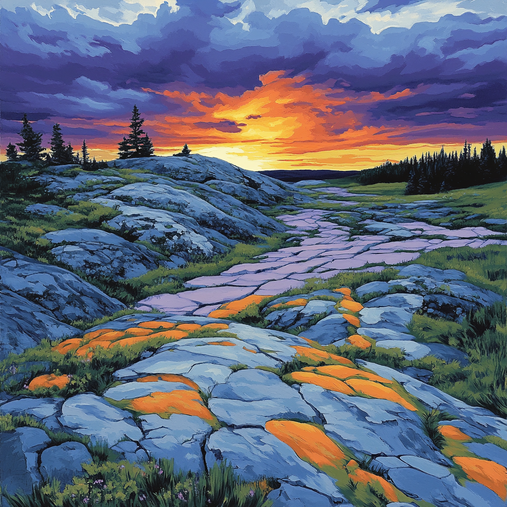 Frederick Varley Inspired Fire Sky After Rain On Granite Barrens paint by numbers