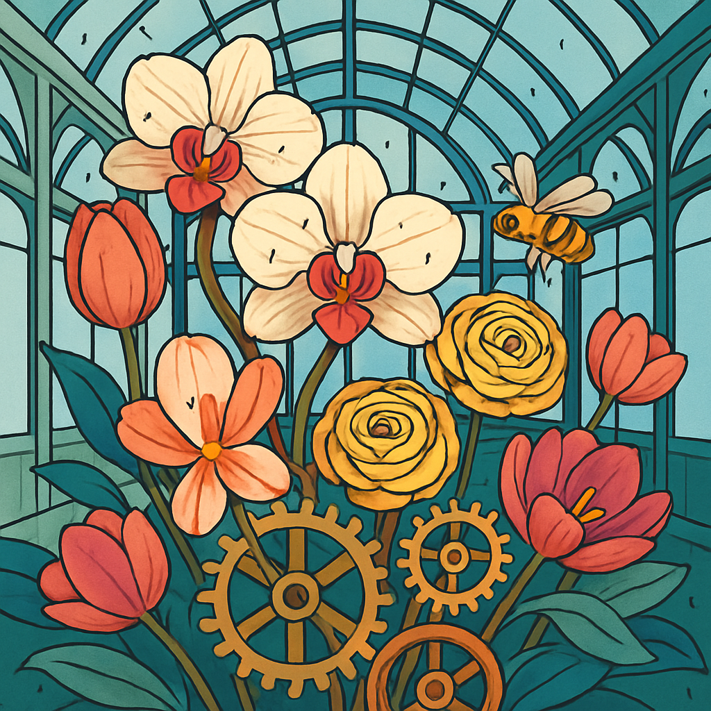 Flowers In The Clockwork Conservatory paint by number