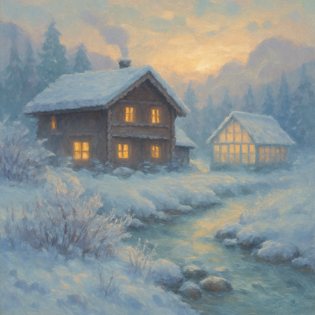 Sunrise Hearth At The Glasshouse Chalet Number painting