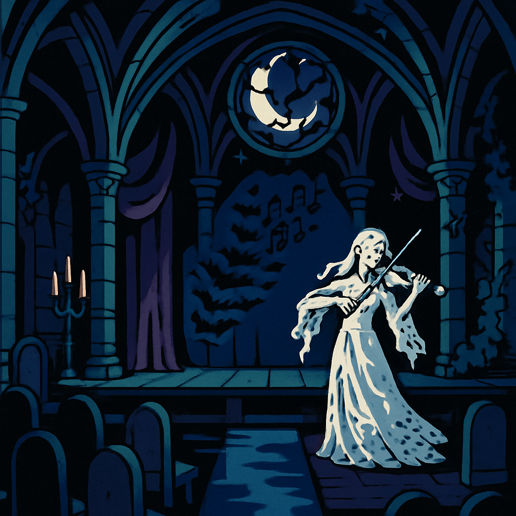 Moonlit Violin Hall In Gothic Silence Paint by numbers kits