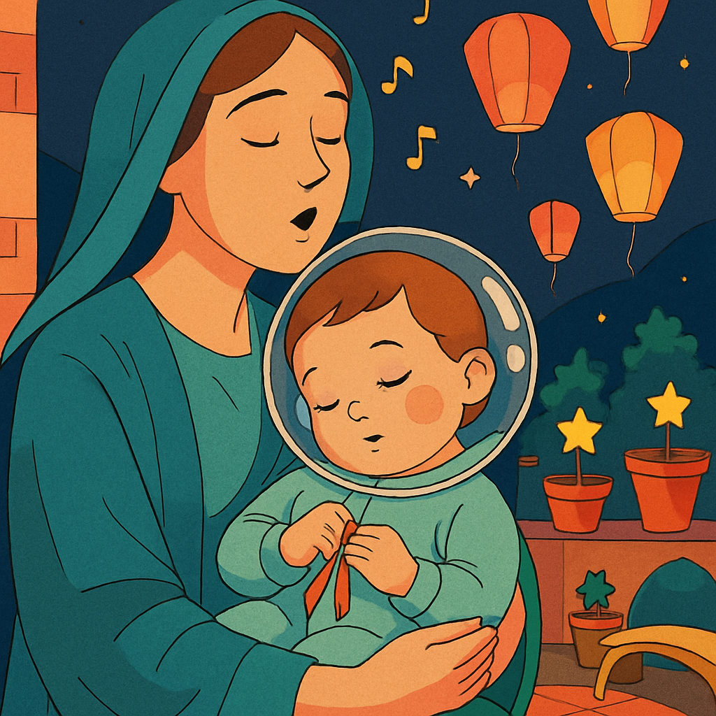 Lullaby Lanterns With Mother In Orbit paint by color