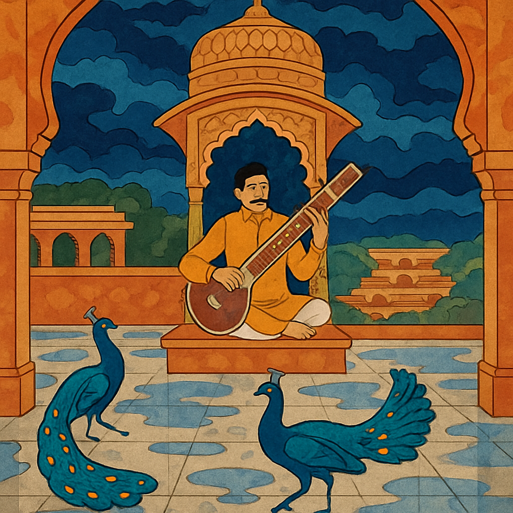 Monsoon Courtyard India Raga Painting by numbers kit