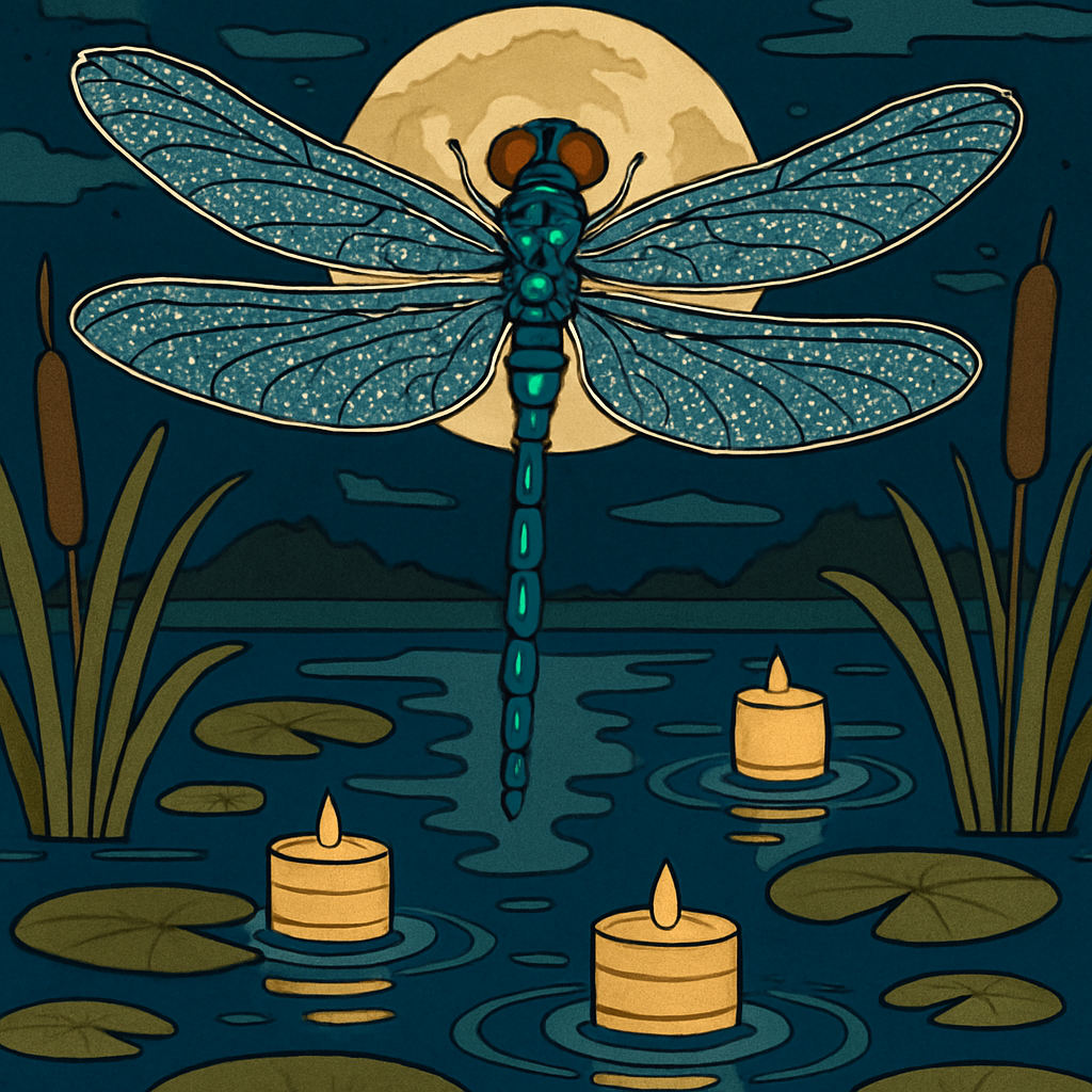 Lanternlit Marsh Dragonfly Drift Painting by numbers kit