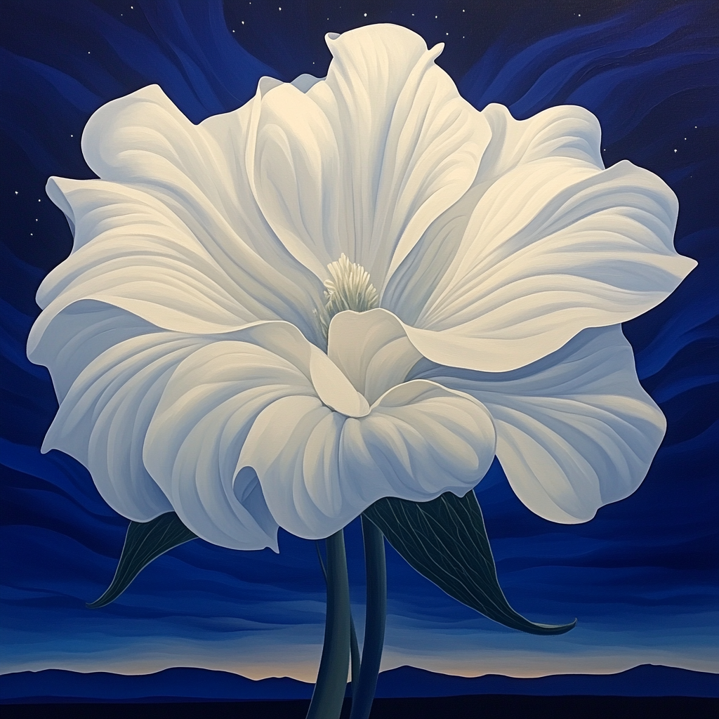 Georgia O’Keeffe Inspired Moonlit White Datura Bloom painting number kit